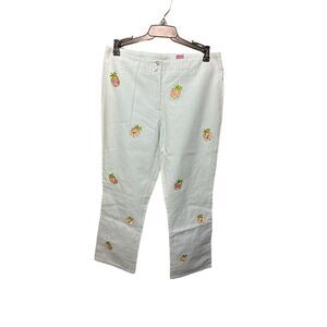 CJ Laing Beachy Acqua Embroidered Cotton Pants NWT Size 4